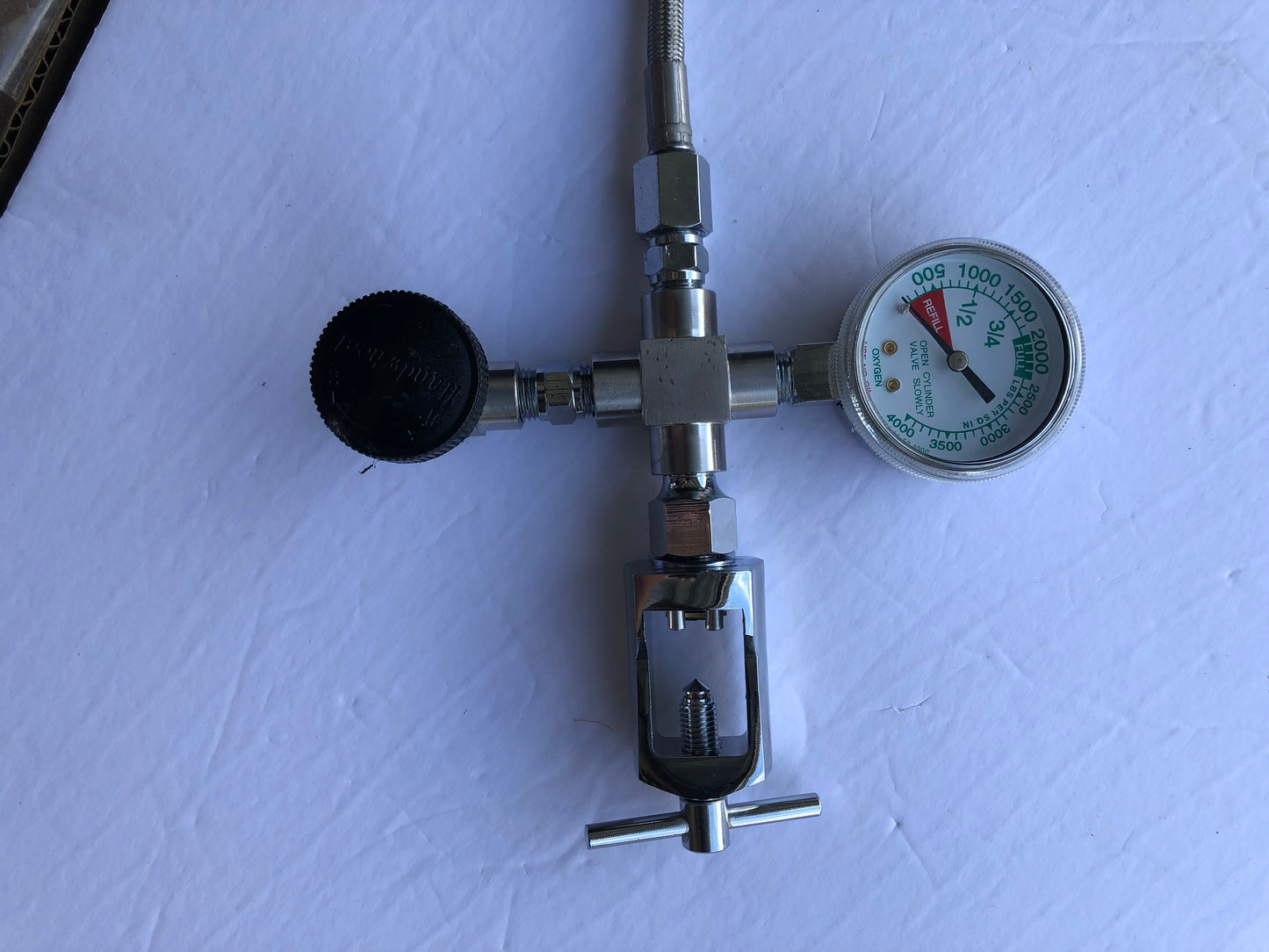 Ultimate CGA 540 to CGA870 Oxygen Transfill with Gauge And Purge Valve 72"