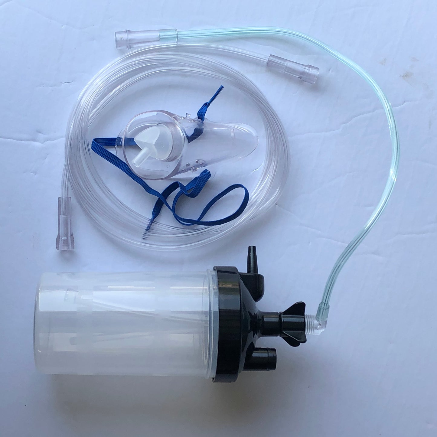 NEW OXYGEN HUMIDIFIER BOTTLE KIT WITH 17" ELBOW HOSE AND  MASK WITH 7' HOSE