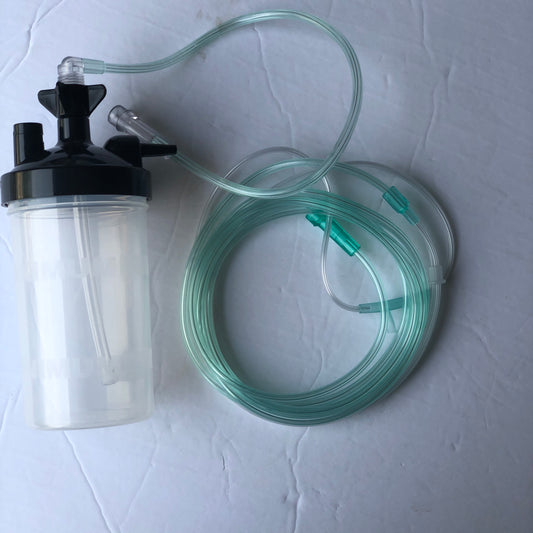 NEW OXYGEN HUMIDIFIER BOTTLE KIT WITH 17" ELBOW AND FREE SOFT TIP CANNULA SHIPS FREE