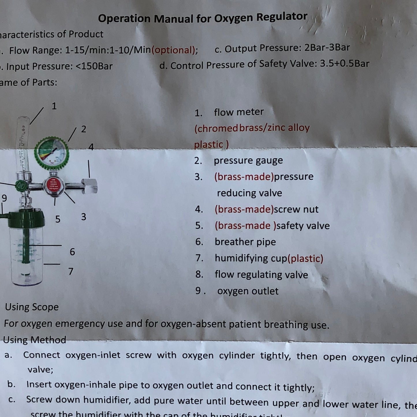 NEW AIRTECH CGA540 OXYGEN REGULATOR WITH FLOW CONTROL 0-10MLPM SHIPS FREE